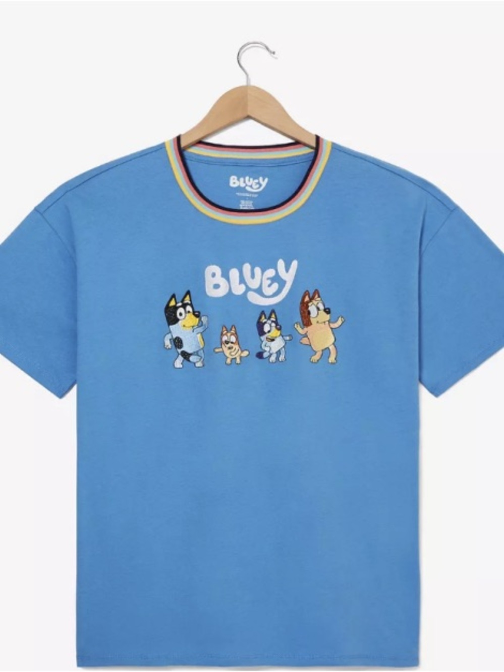 Embroidered Bluey Short-Sleeve Graphic Tee in Sky Blue